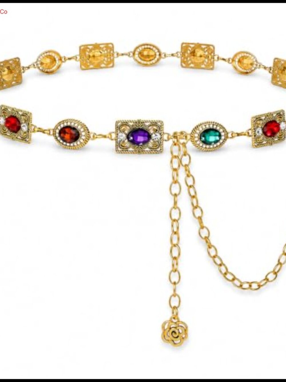 Rhinestone Chain Belt for Women Boho Formal Dress Waist Chain Alloy Belt